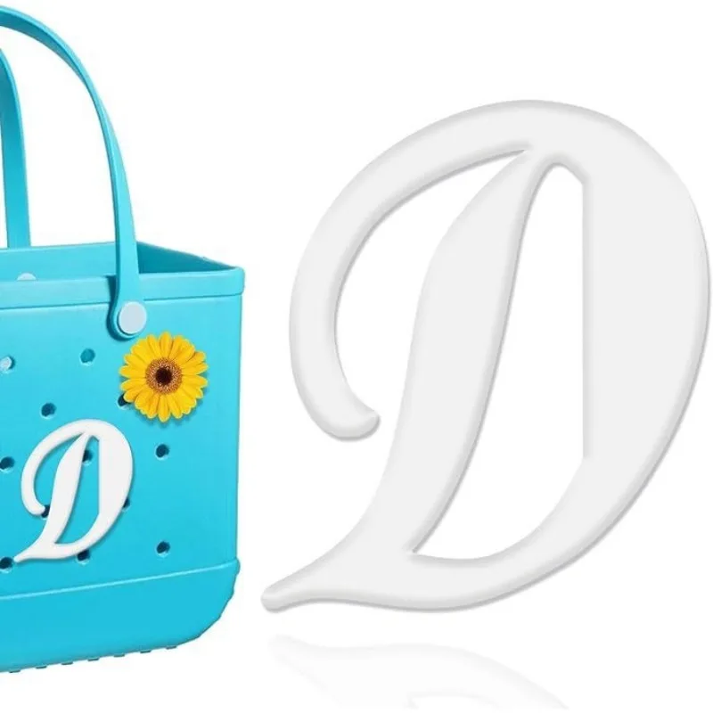 Bolsa de playa con letras blancas para A-F, accesorio de mano con letras latinas, decoración