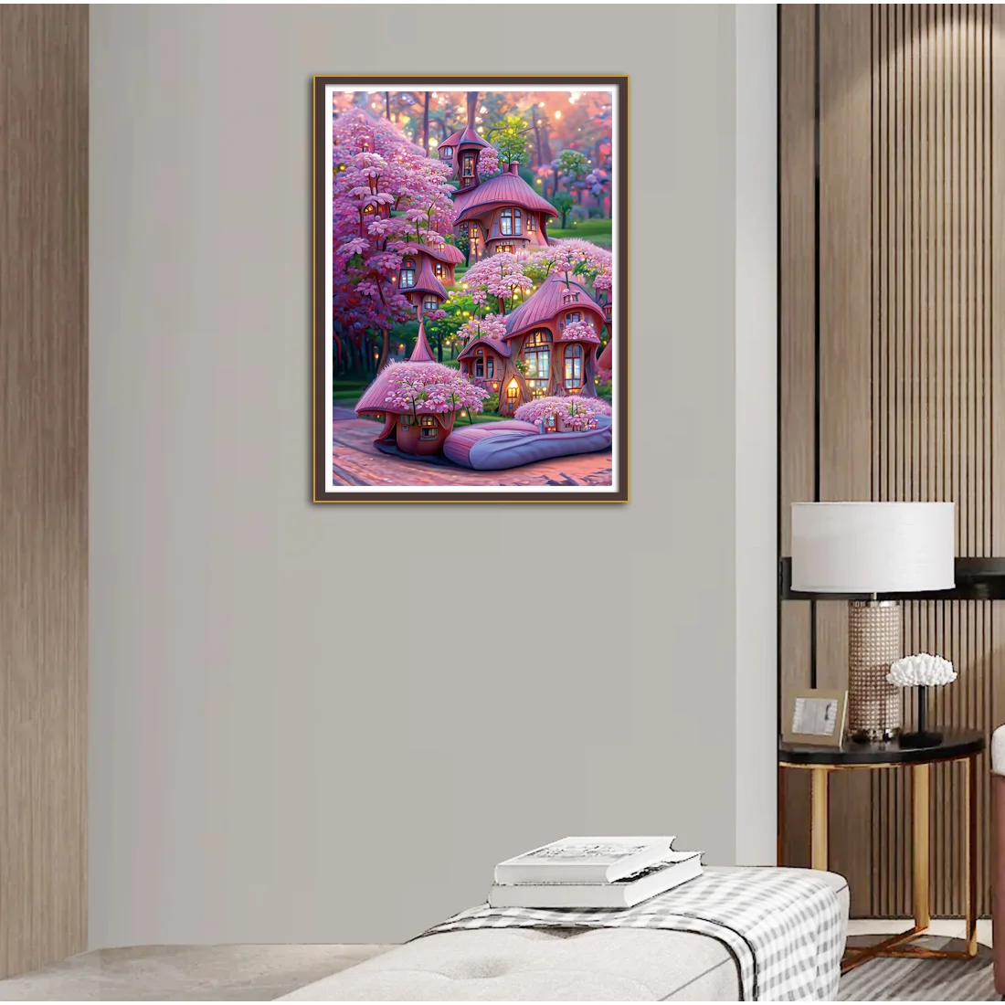 Garden Pink Cabin Landscape Cross Stitch 11CT 9CT DIY Embroidery Kit Living Room Decorative Painting Printed Needlework Pack Set