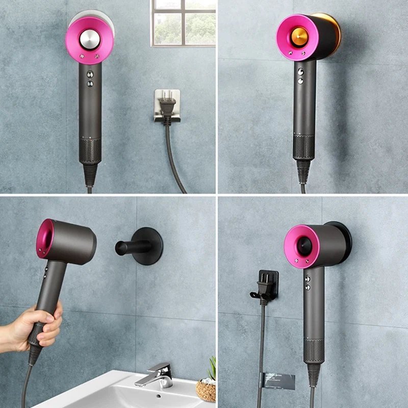 

Best-For Dyson Hair Dryer Hanger Wall Mount Holder for Bathroom Metal Accessories Hanging Shelf Rack Portable Storage