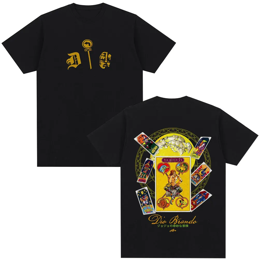 Anime Jojo Bizarre Adventure Dio Brando The World T Shirts Men Clothing Casual Cotton Short Sleeves Oversized T-shirt Streetwear