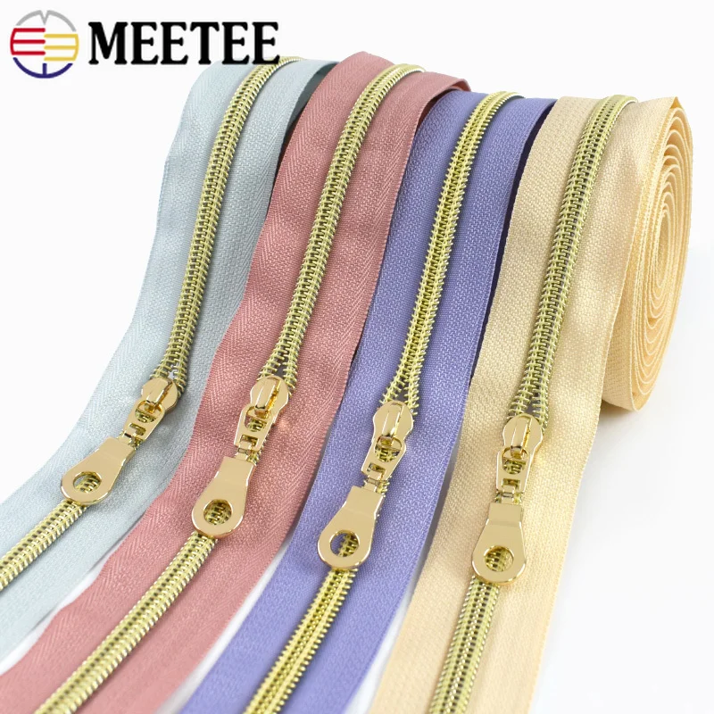 

2/5/10M Meetee 5# Nylon Zipper with Sliders Garment Closure Zips Bags Decorative Zip Easy Repair Zippers DIY Sewing Accessories