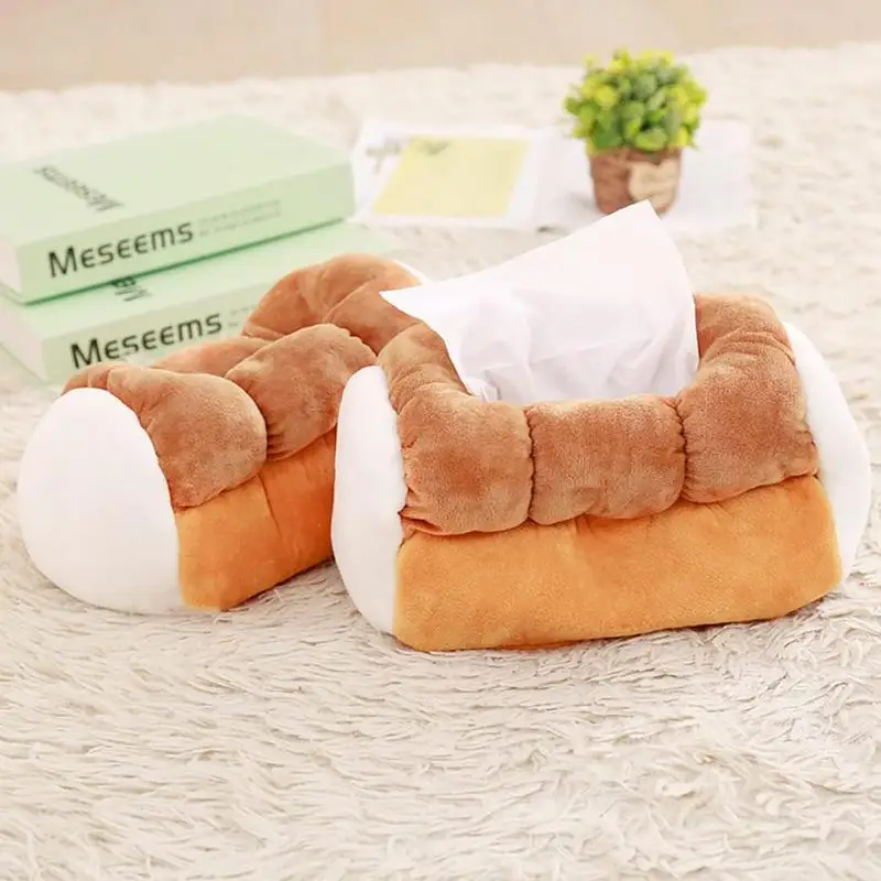 Simulation Creative Toast Bread Tissue Box Plush Toy Home Car Tissue Box Cover Tissue Box For Table Bedroom Living Room Desk