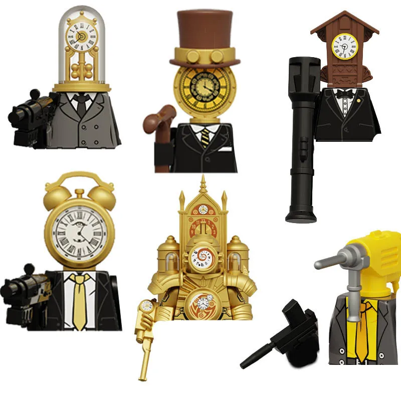 9pcs DLL001-009 Skibidi Toilet Building Blocks Titan Clock Man Boss Alarm Clockman Bricks Figure Drillman Assembly Model Gift