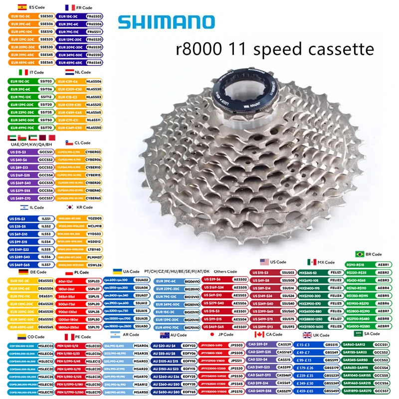 

Shimano Ultegra R8000 Road Bike Bicycle 11 Speed Cassette Freewheel 11-25T 11-28T 11-30T 11-32T 11-34T Original Shimano