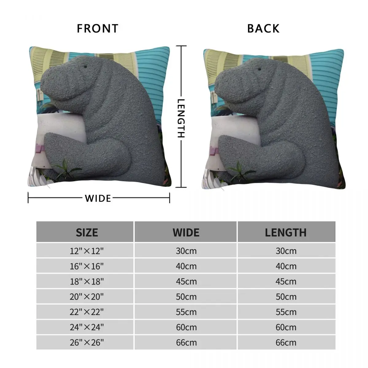 Manatee Mailbox Square Pillowcase Polyester Linen Velvet Printed Zip Decor Pillow Case Sofa Seater Cushion Cover