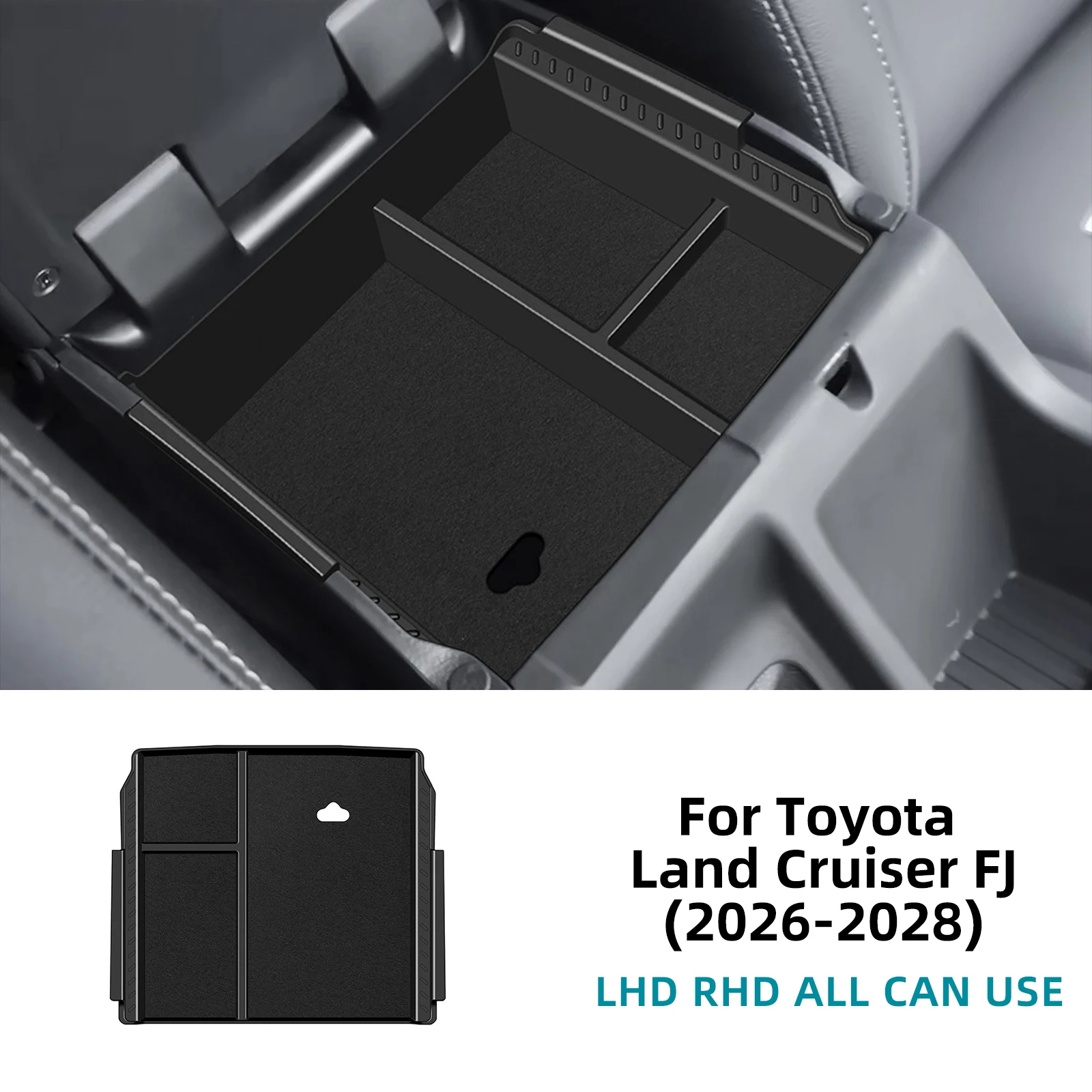 For Toyota Land Cruiser FJ 2026-2028 Center Console Armrest Organizer Storage Tray Compartment Divider Insert Box for Toyota