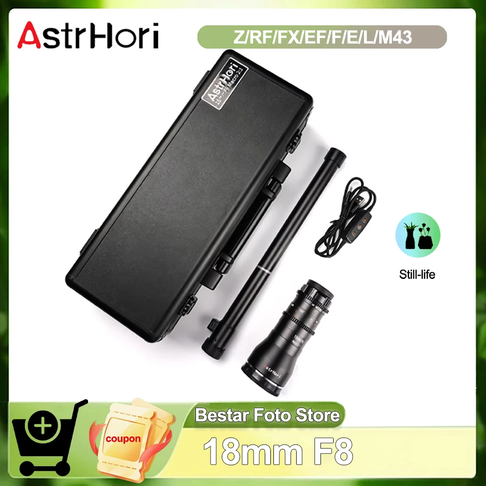 Astrhori APS-C 18mm F8 Macro 2X Probe Lens Waterproof Front Part 2:1 Magnification Macro Slender Lens for Sony E Fuji X Nikon Z