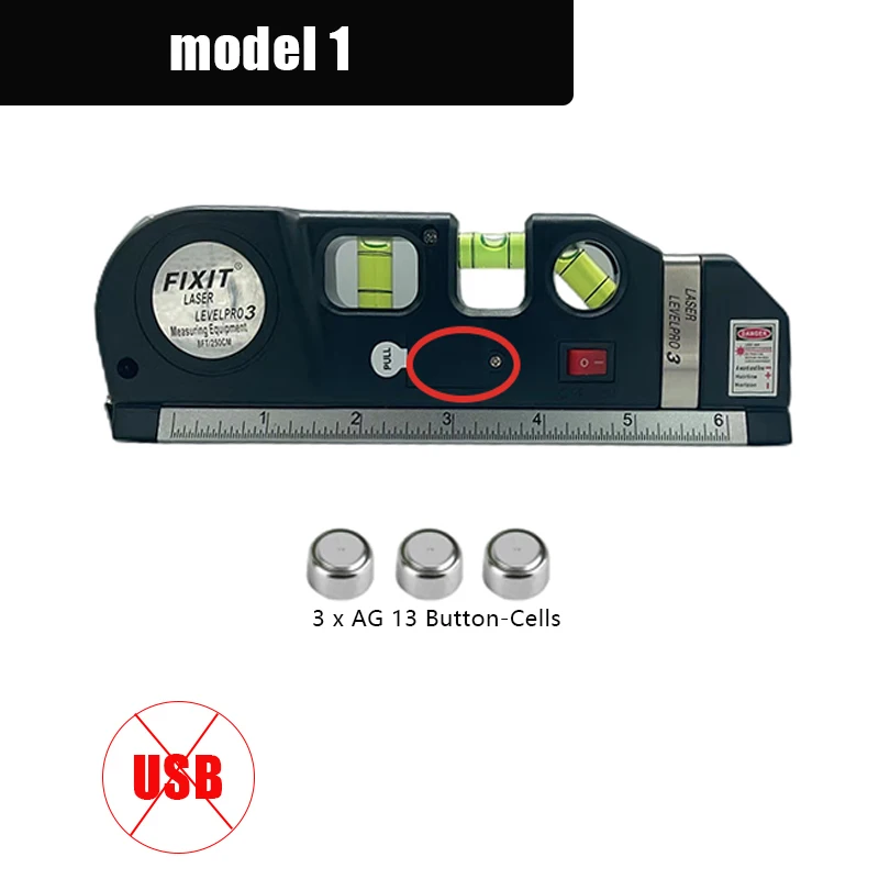 Laser Level USB Rechargeable Horizon Vertical Measure 8FT Aligner Standard And Metric Rulers Multipurpose Measure Level Laser