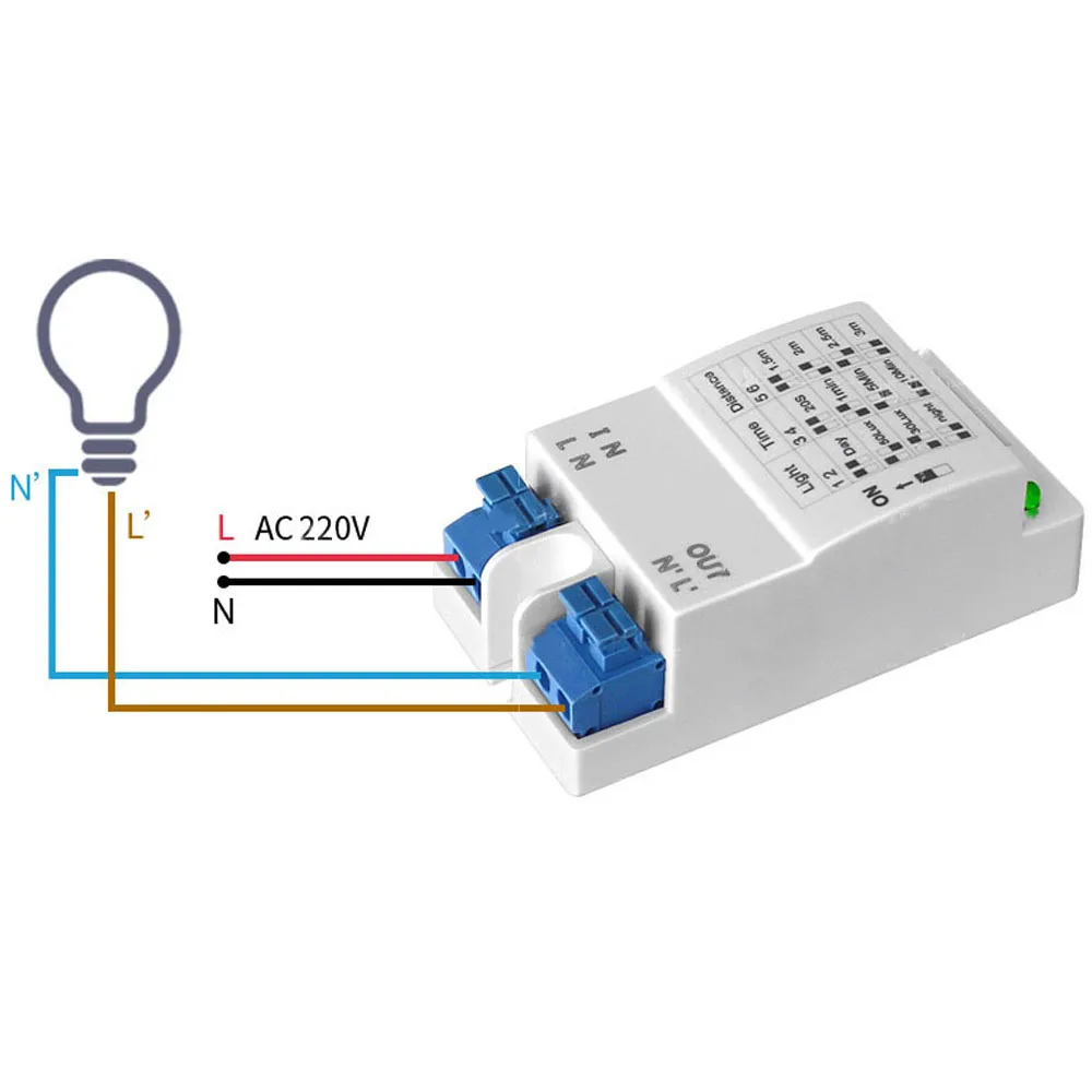 

AC 220V Time Adjustable 5.8GHz Microwave Radar Sensor Switch Body Motion Detector Delay Relay Switch LED Light Sensor