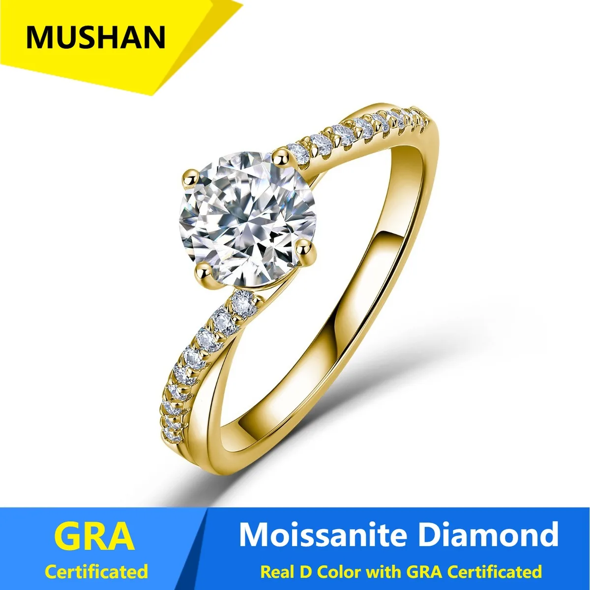 MUSHAN Luxury Jewelry 925 Sterling Silver Ring Band Women GRA Certificated Moissanite Diamond Emerald D Color Rings Fine Jewelry