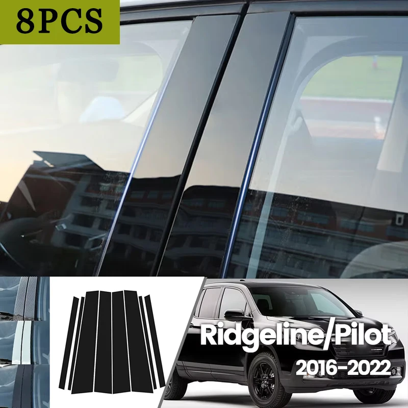 

For Honda Ridgeline Pilot 2016-2022 2017 2018 2019 2020 2021 Bright Black Carbon Fibre Window Door Waterproof B C Sticker