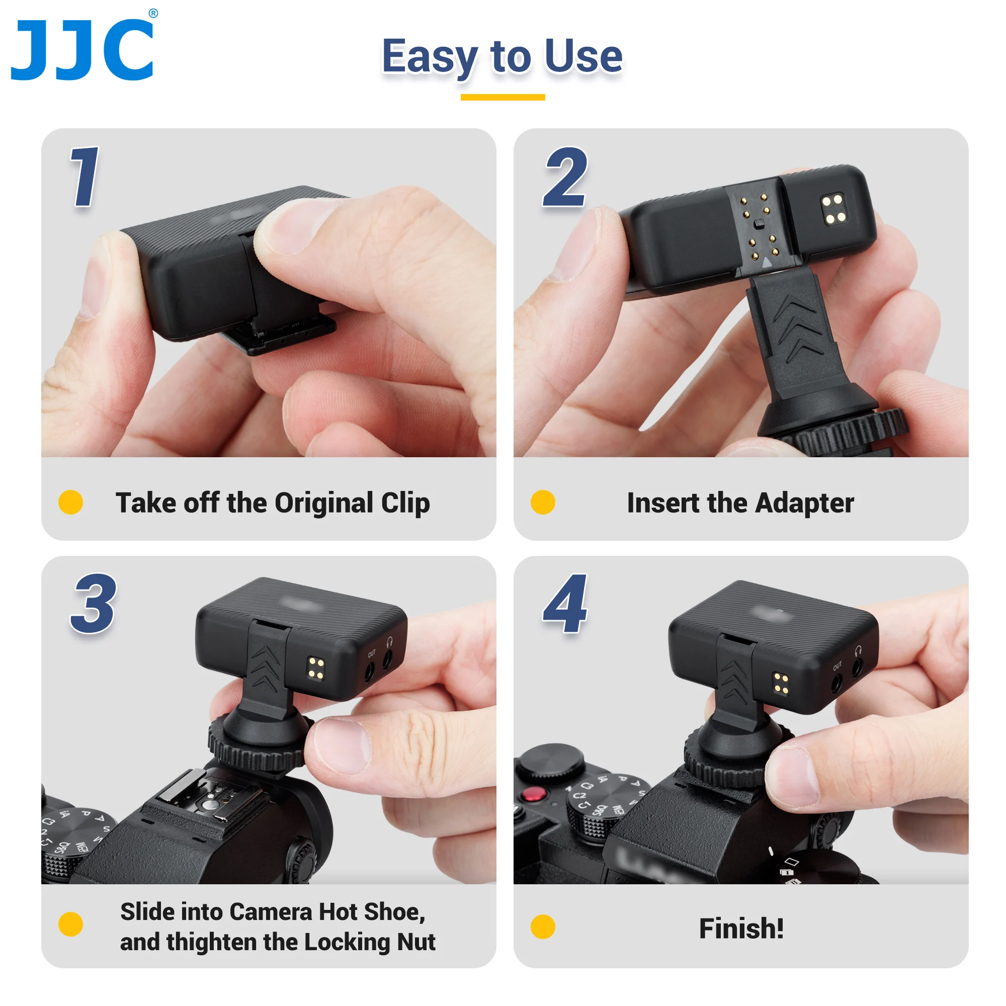 JJC Cold Shoe Mount for DJI Mic Fits Camera Hot Shoe Mounted with 1/4-20 Tripod Adapter For Live Streaming Short Film