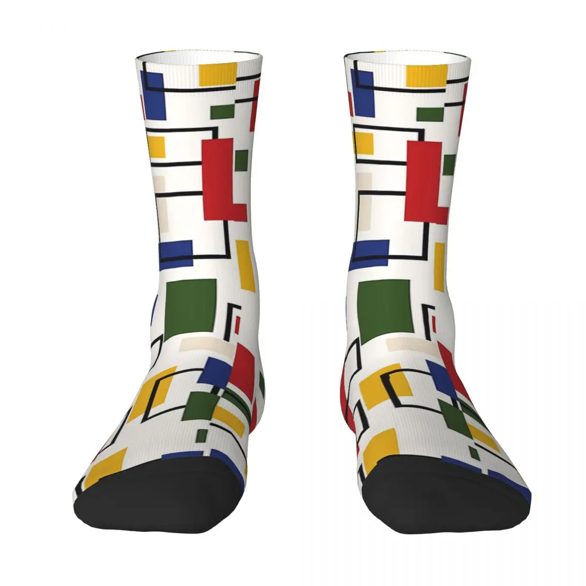 Geometric Piet Mondrian Composistion Giclee Art Minimalism Men Women Socks Windproof Novelty Spring Summer Autumn Stockings Gift