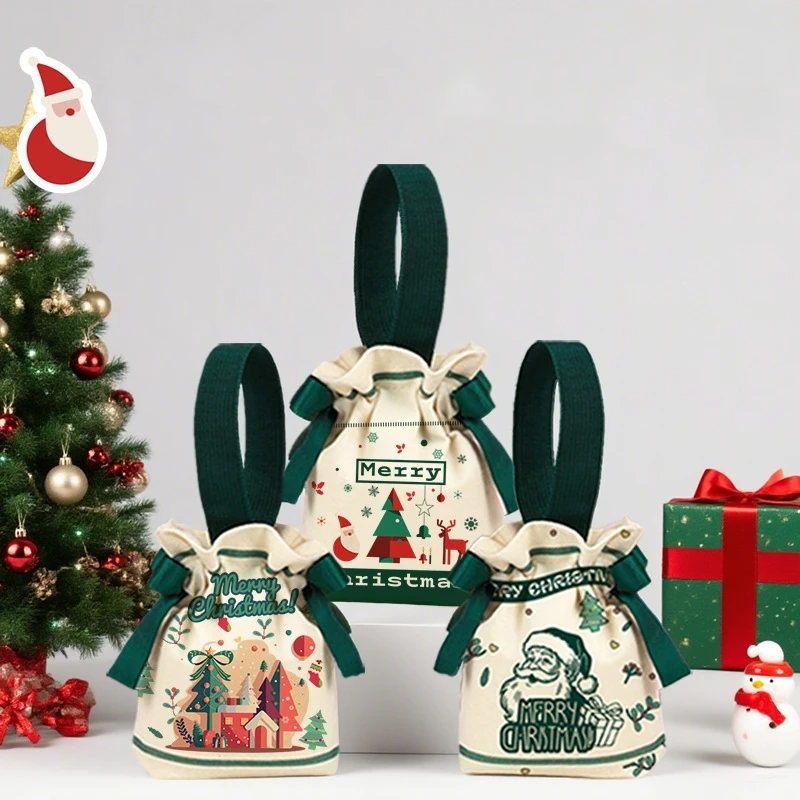حقيبة برباط حقيبة حلوى احتفالية حقيبة هدايا عيد الميلاد صديقة للبيئة حقيبة تغليف الهدايا لحفلة عيد الميلاد عطلة عطلة