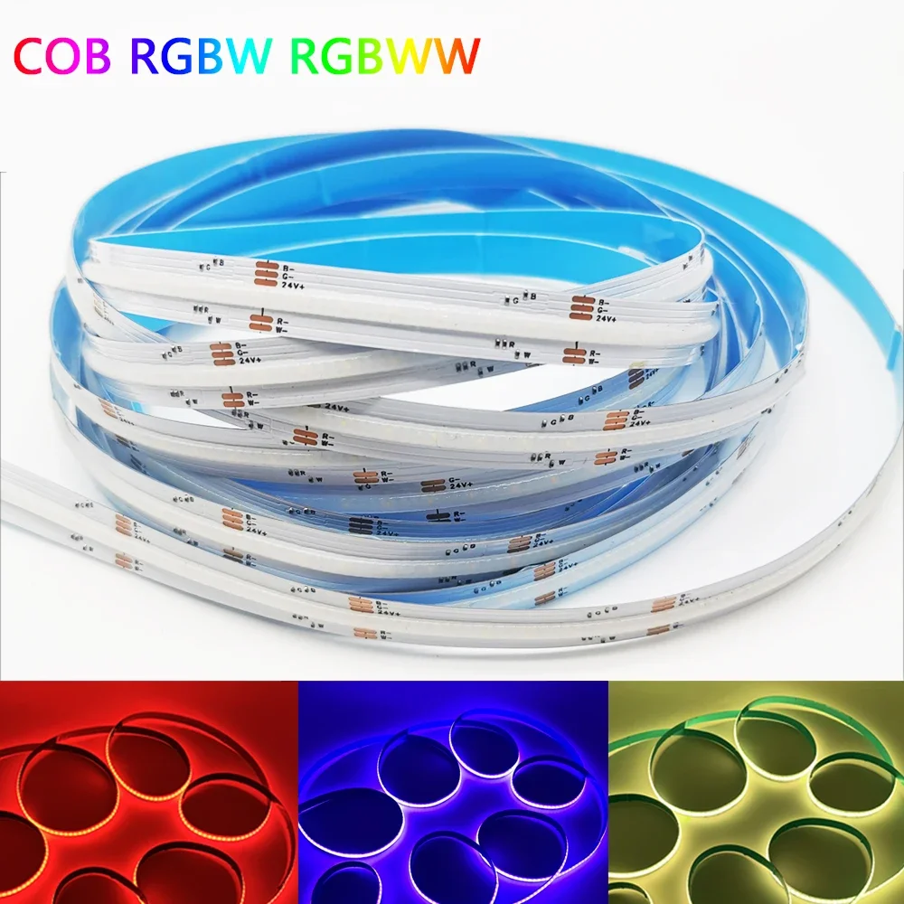 1M-10M DC 24V RGBW RGBWW RGBCCT LED Strip Lights COB LED High Density Flexible Tape 784LEDs/m RA90 Linear Dimmable Room Decor