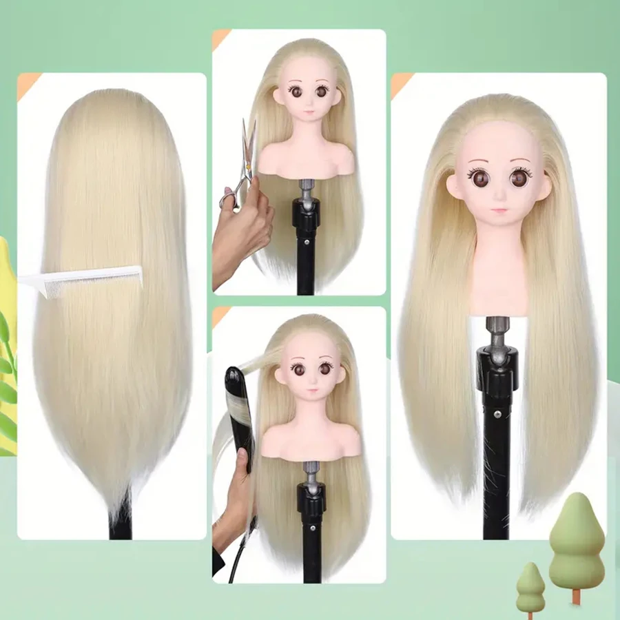 Mannequin Head with Hair 16 Inch Manikin Doll Head for Hair Styling and Braiding Practice for Girls