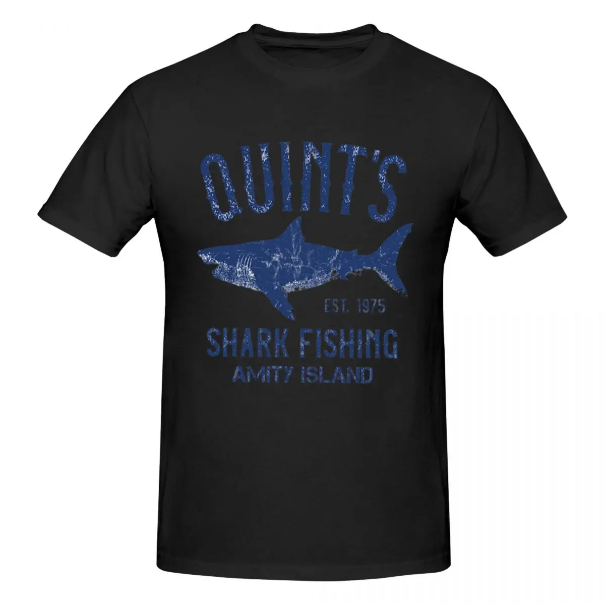 Quint's Shark Fishing - Amity Island Men T-Shirt Fashion Oversized T Shirts Men's Round Neck Cotton Tees Short Summer Male