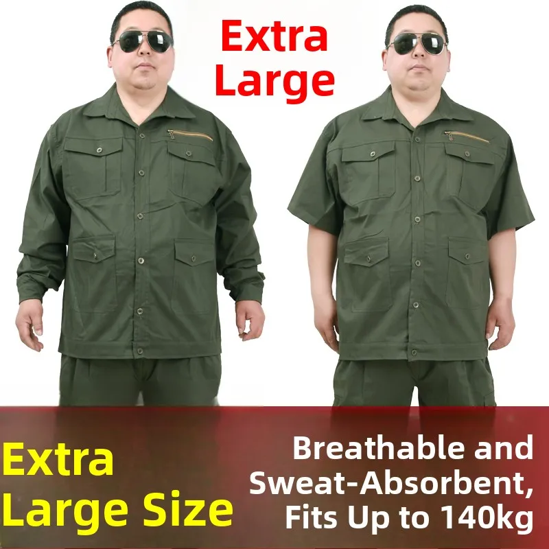 

Large Size Men's Work Uniform Set Pure Cotton Loose Fit Thin Long Sleeve Pants Labor Protection Clothing Summer Thin Cotton W...