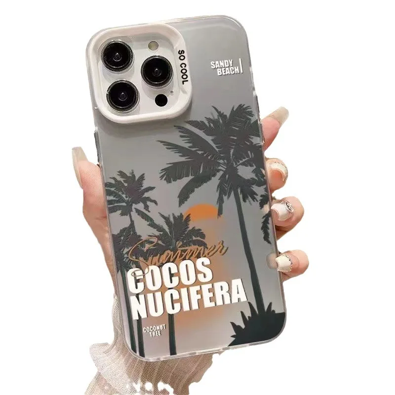 Colorful Coconut Tree Landscape Mobile Phone Case for iPhone14 15 Promax 13 Mini 12 Pro 11 Promax Xr Xs 7 8 Plus Series