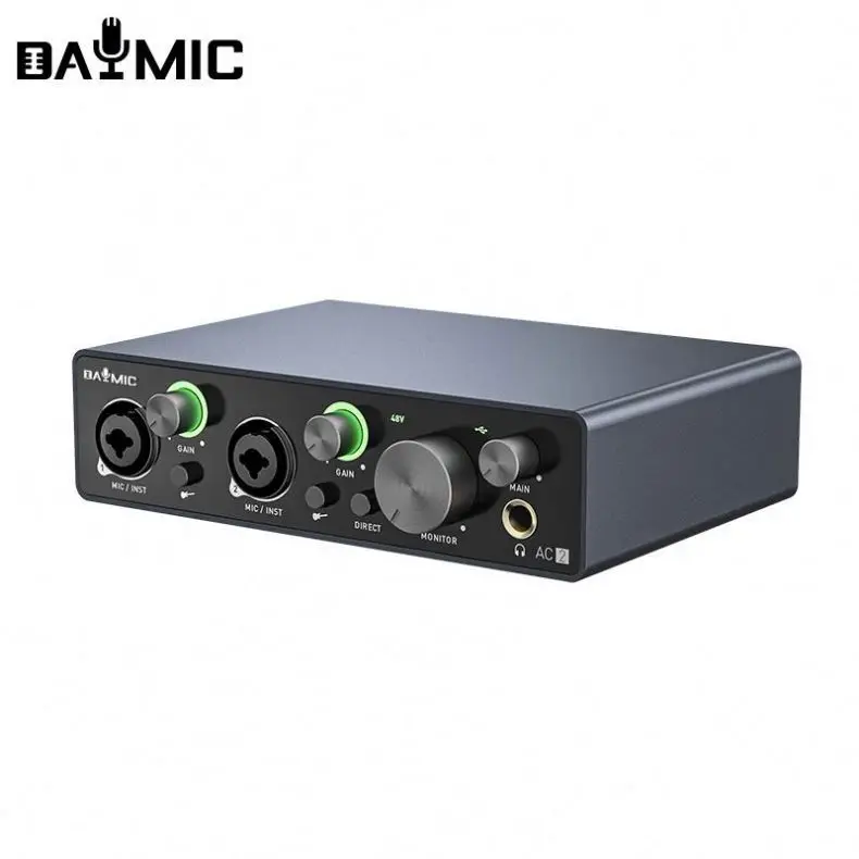 DAYMIC Professional studio recording equiaudio interface digital 48V microphone recording music 2 channel sound card