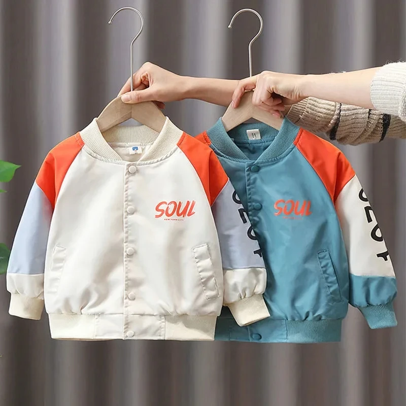 

Boys Baby Jacket Spring and Autumn Clothing Korean Letter Jacket 2023 New Children's Casual Coat Teenage Boys Top 2-12Y