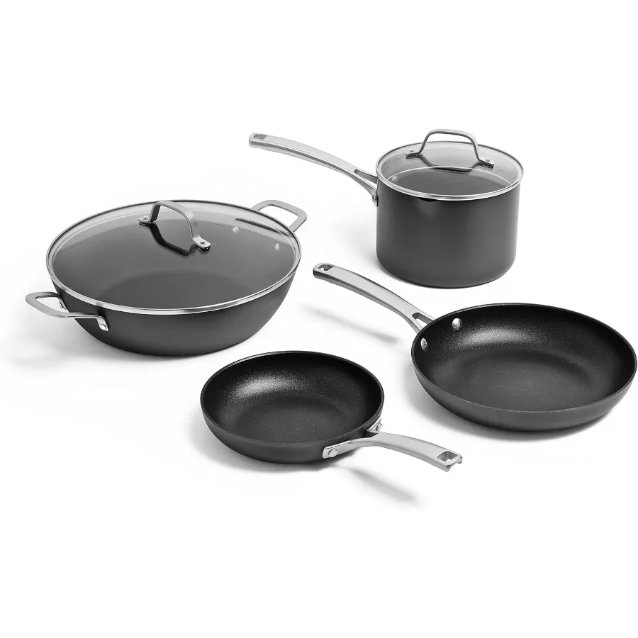 

Classic HardAnodized Nonstick Cookware Kitchen Essentials Set for ProfessionalGrade Cooking Performance Durable and ScratchResi