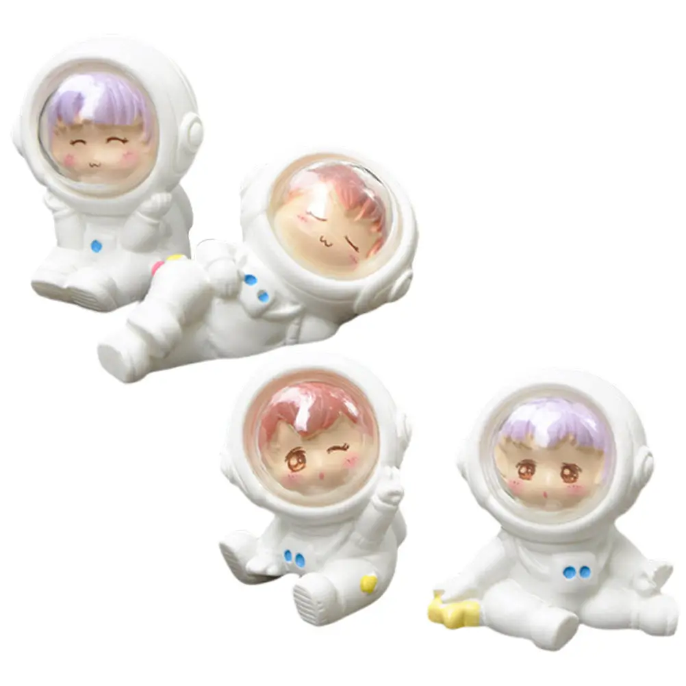 

4Pcs Fashion Astronaut Girl Statue Decor Strong Plastic Cement Construction Multifunctional Desktop Table Ornament for Kids
