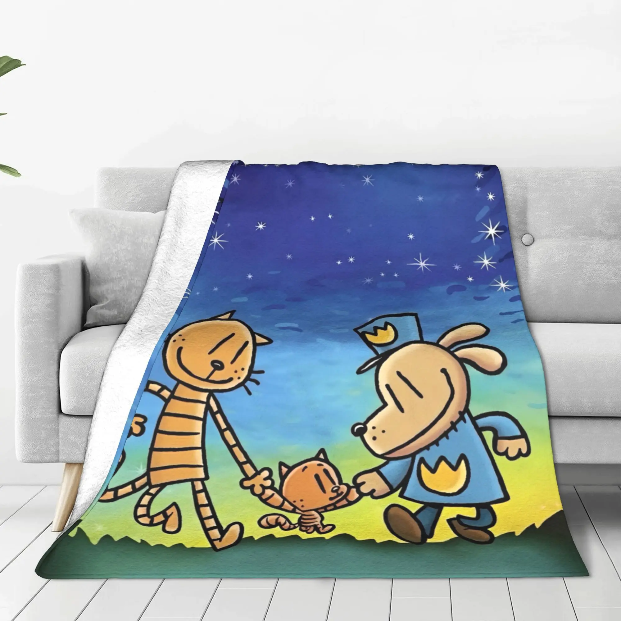 Dog Man Dogman Movie Comic Flannel Blankets Cartoon Funny Throw Blankets for Bed Sofa Couch 200x150cm Rug Piece,