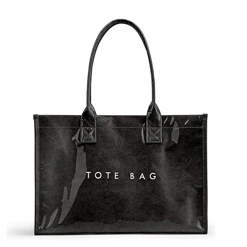 Laptop-Aufbewahrung, PVC-Einkaufstasche, wasserdichte, durchsichtige Umhängetasche aus Kraftpapier, Büchertasche mit großem Fassungsvermögen, Damen-Shopper, Arbeits- und Pendlerhandtasche – Detail 3