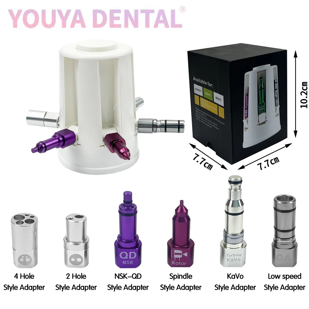 

Dental Handpiece Cleaning Oil Lubricator with 6 Styles Connector System Portable Handpiece Sprayer Dentist Maintenance Equipment