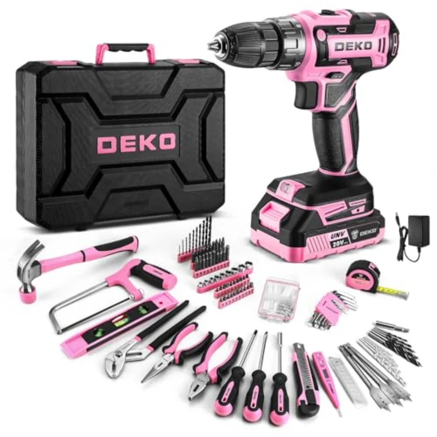 

Power Drill Tool Kit Set: 20V Cordless Electric Drill Driver Tool Box with Battery
