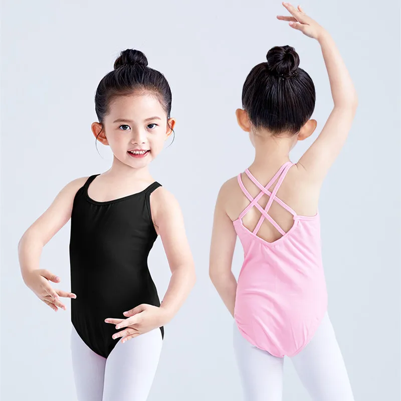

Балетный трико для девочек с двойными бретелями, танцевальное боди с закрытой промежностью, гимнастическая одежда для выступлений для детей