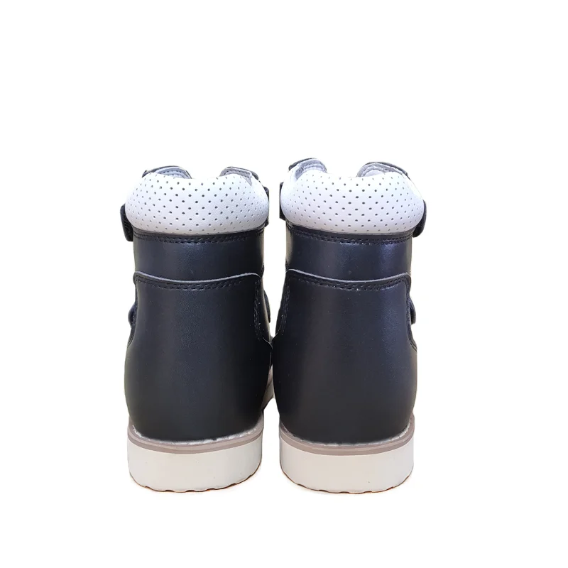 Sandales d\'été pour garçons, chaussures orthopédiques 4WD pour enfants, en cuir noir, chaussures ration t, plate-forme à pied plat, 2 à 8 ans
