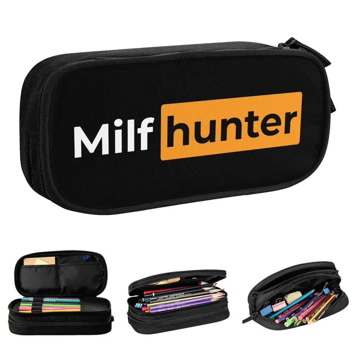 Funny Milf Hunter Pencil Case Lovely Pen Bag Kids Large Storage School Supplies Gifts Pencil Box