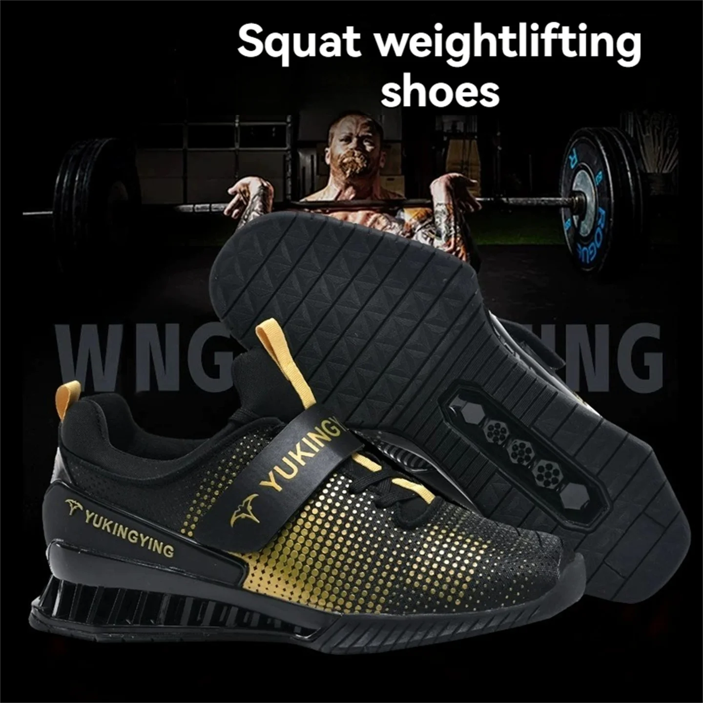 Men's Squat & Weightlifting Shoes: Hard Sole Support For Indoor Fitness, Powerlifting, Deadlifts, Barbell Training