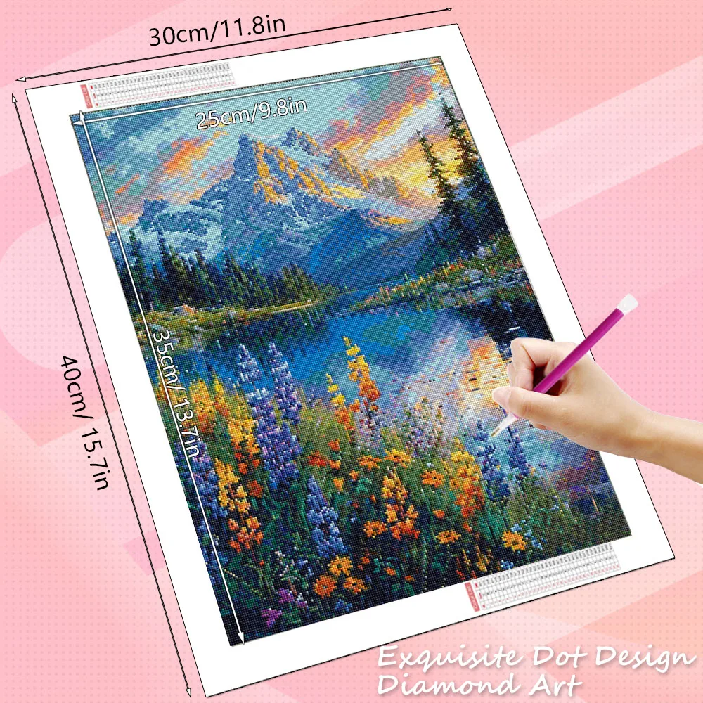 HUACAN 5d Diy Diamond Mosaic 5d Mountain Landscape Crafts Full Square Round Drill Diamond Painting Daisy Flower Rhinestones