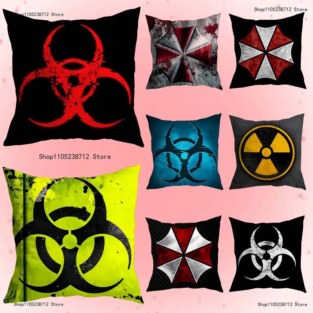 

Umbrella Corporation B-Biohazards Pillow Case Plush Fabric Soft Pillowcase Double Sided Print Sofa Cushion Cover Throw