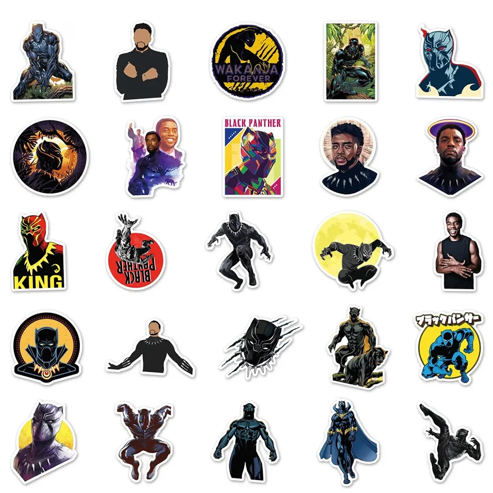 10/30/50PCS Disney Marvel Superhero Black Panther Sticker Cartoon DIY Car Laptop Luggage Skateboard Graffiti Decals Fun for Kids