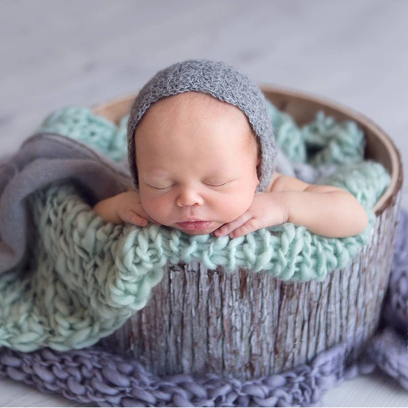 Adereços para fotografia de recém-nascidos, 50*50cm, cobertor, fundo de crochê, tapete para posar, sessão de fotos de bebê, cesta, acessórios, estúdio de fotografia