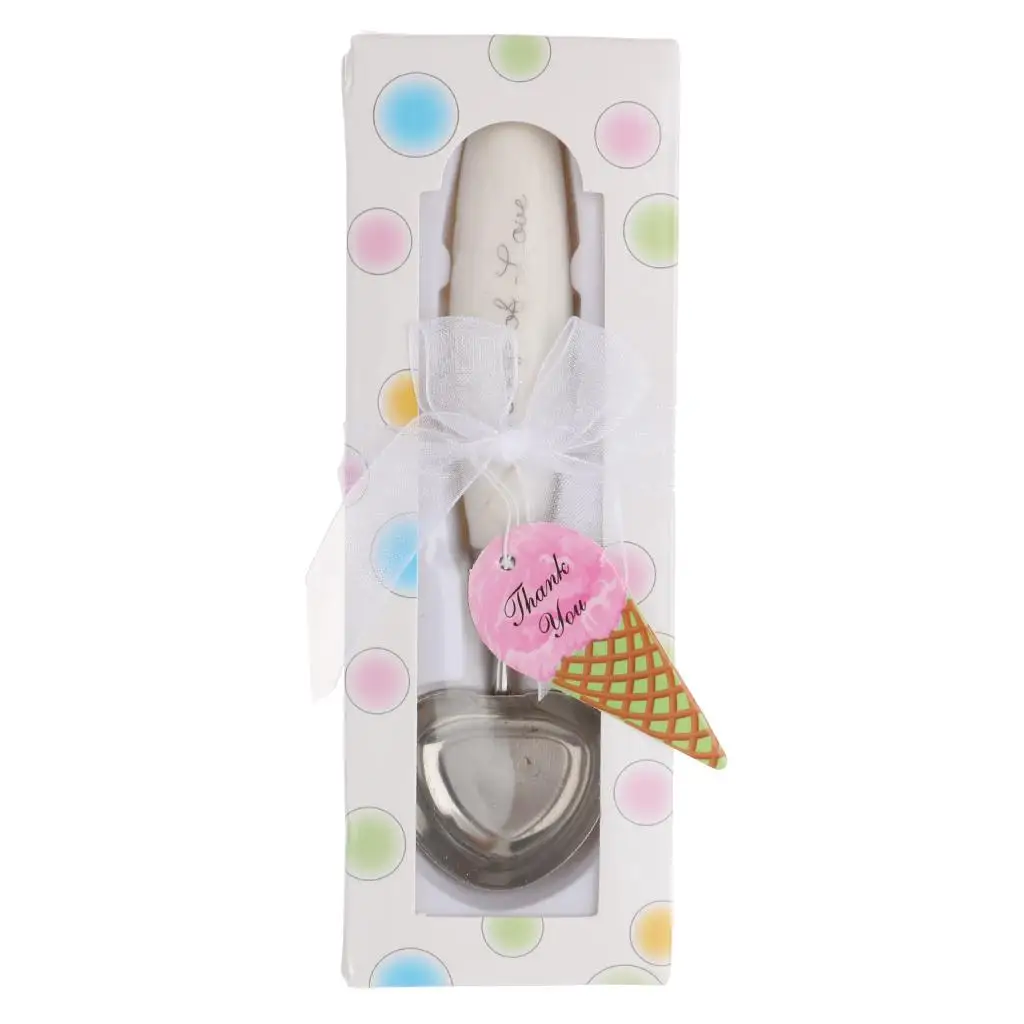 Ice Cream Fruit Spoon Stainless Steel Wedding Favor Gelato Spade with Words of Love for Baby Shower Gift