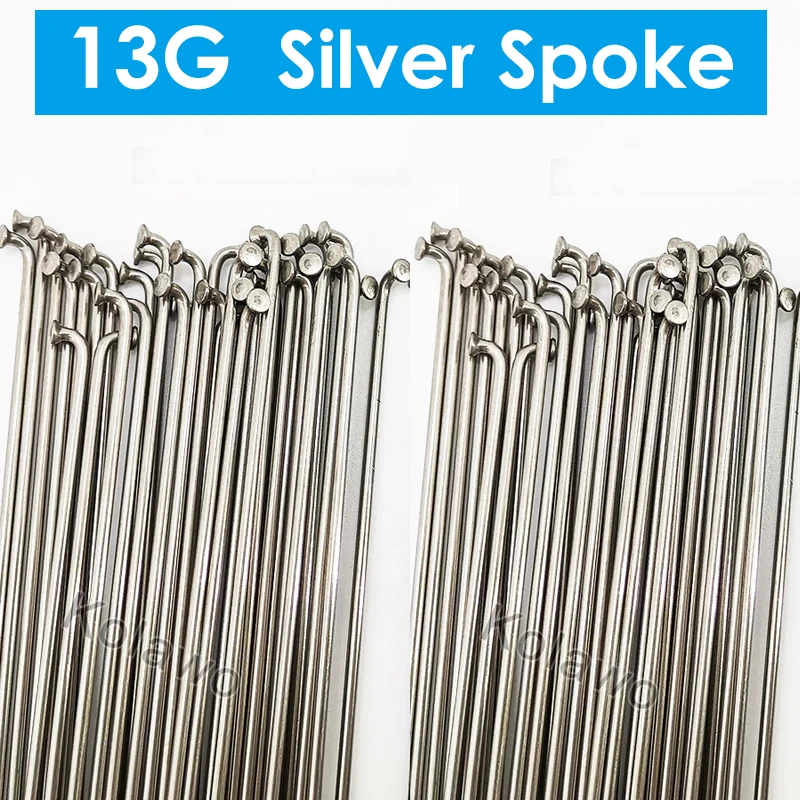 36Pcs 13G Steel Silver Spokes Electric Bicycle Spokes MTB Road Bike Spokes with Nipples Cycle Parts Customize Length Rim Spokes