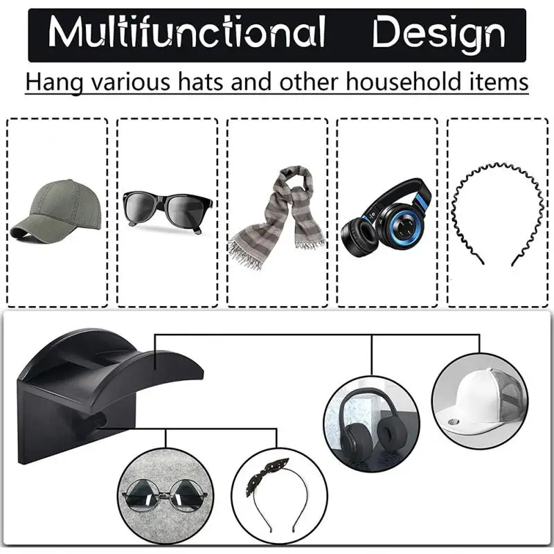 1/5/8/10PCS Adhesive Hat Hooks For Wall Hat Holder Organizer Baseball Caps Hat Rack No Drilling Multi Purpose Strong Hat Hangers