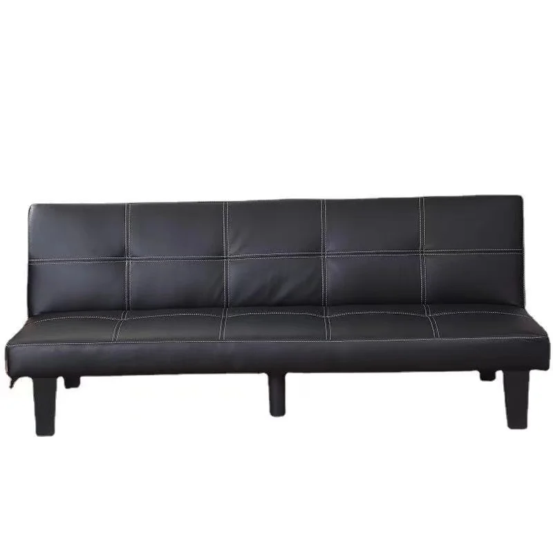 #Black simple straight sofa bed, unusual recliner, single living room furniture