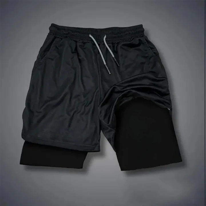 กางเกงขาสั้นผู้ชายลายดราก้อนบอล ไซย่า สำหรับออกกำลังกาย ฟิตเนส ใส่สบาย ระบายอากาศ แห้งเร็ว แบบสองชั้น 2-in-1 สไตล์ Y2K แฟชั่นฤดูร้อน