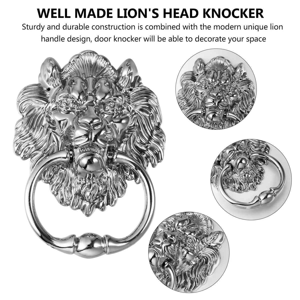 Cabilock Gold Knobs Lion Head Door Knocker Vintage Alloy Lion Door Handle Retro Lion Head Front Door Handle Knob