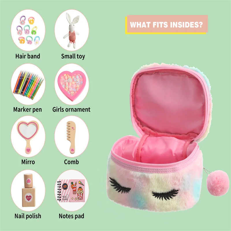 Kawaii Cartoon Makeup Bag Children Cute Plush Storage Bag Girl Cute Unicorn Daily Necessities Handbag