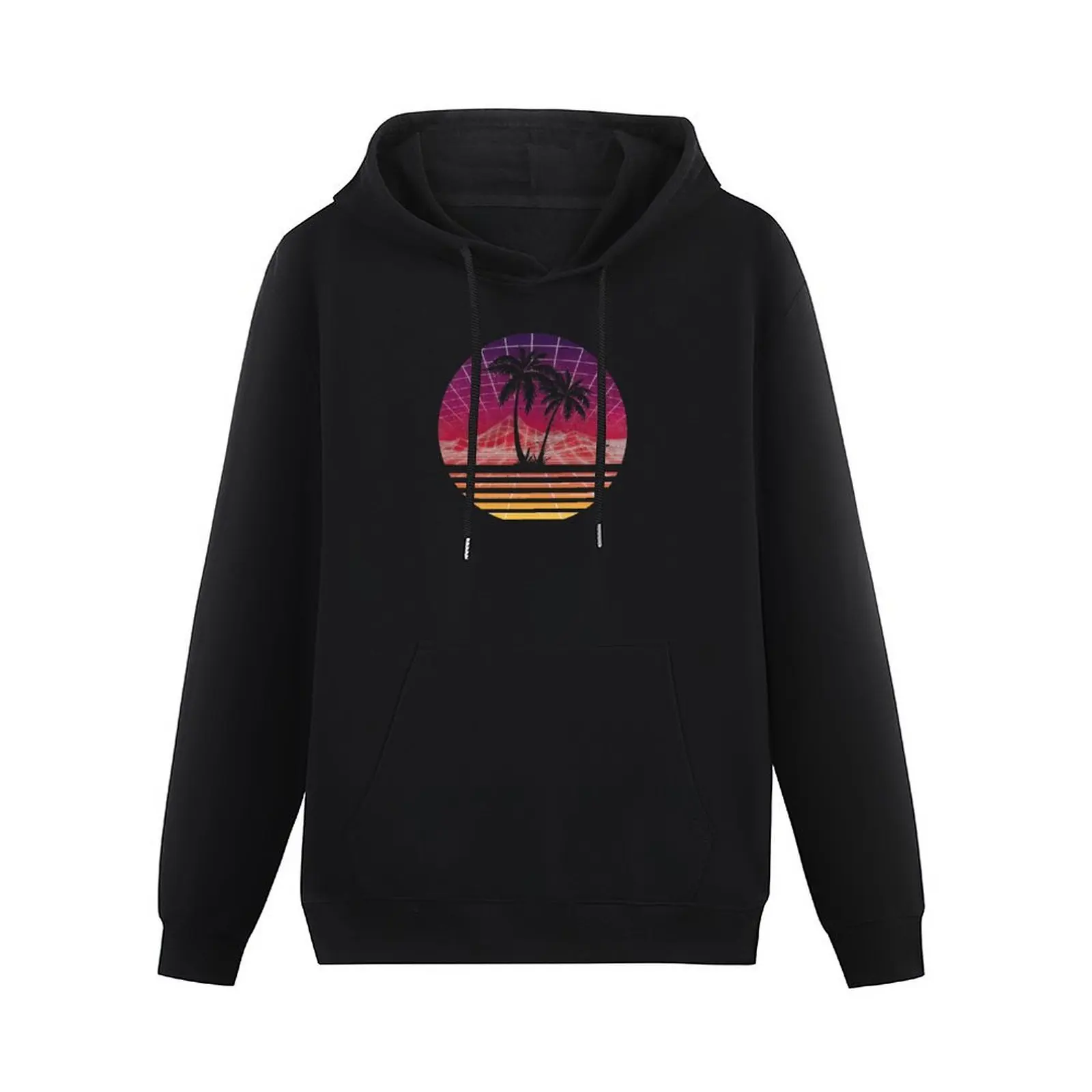 Modern Retro 80s Outrun Sunset Palm Tree Silhouette - Original Pullover Hoodie anime clothing man hoodie