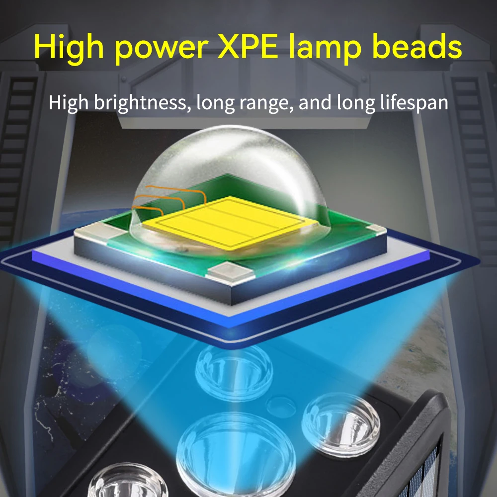 Linterna de cabeza Solar recargable por USB, 7LED, 5LED, COB, 5 modos, multifuncional, resistente al agua