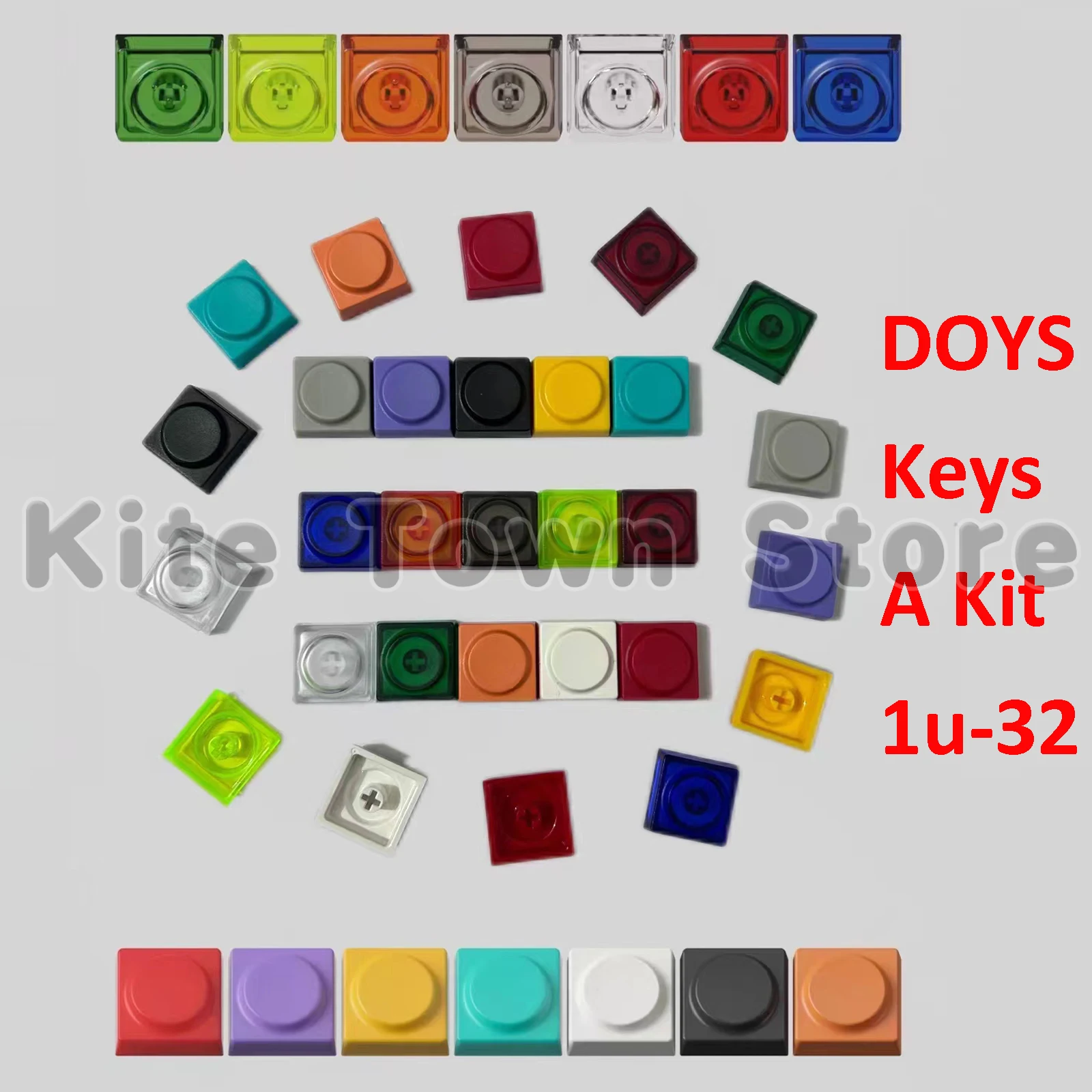 

DEADLINE A Kit 1u x 32 DOYS PC Toys Key caps for MX Switches Mechanical DIY Keycaps Transparent Keycaps