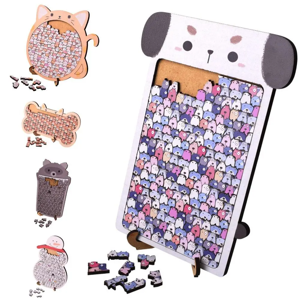 

Creative Cartoon Cat-shaped Puzzle Puzzle Toy Wooden Animal Shape Puzzles Animal Stacked Puzzle Jigsaw Puzzle Decorative